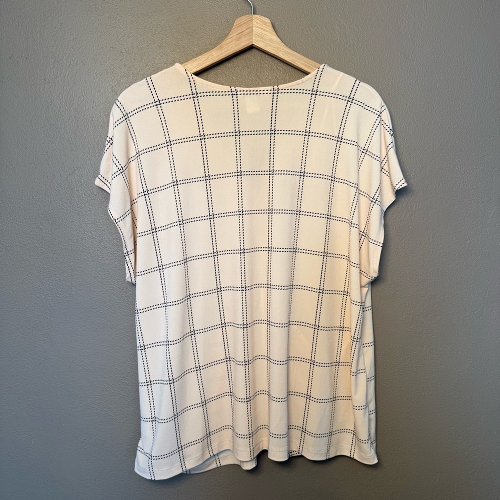 Liz Claiborne Pink & Black Faux Wrap Style Short Sleeve Silky Blouse Size XXL - Picture 6 of 14
